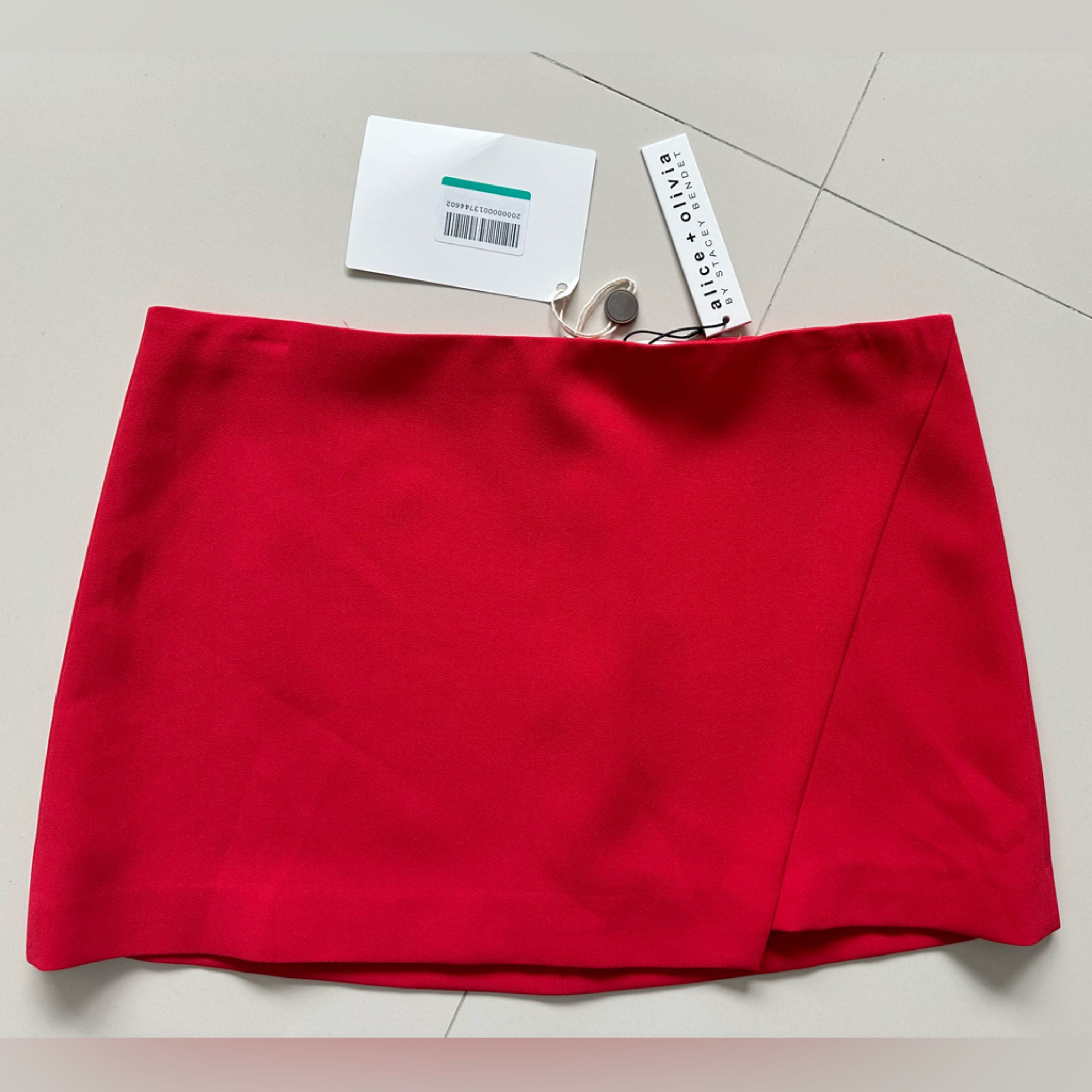Alice & Olivia Lilia Crossover Skirt In Bright Poppy